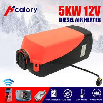 

12V 5000W LCD Monitor Air diesels Fuel Heater Single Hole 5KW For Boats Bus Car Heater With Remote Control and Silencer For free