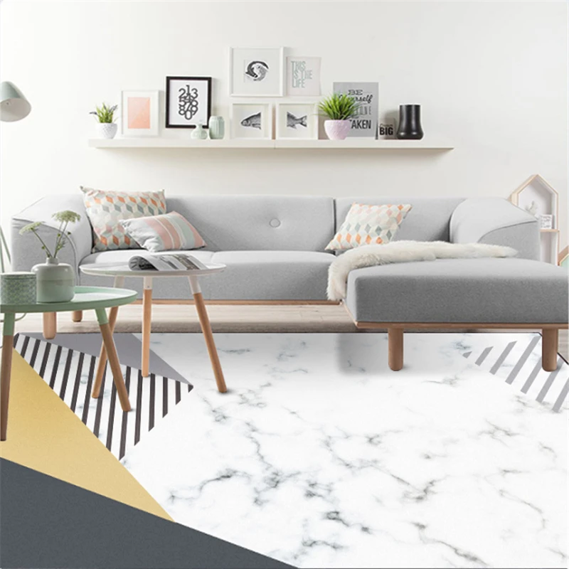 Nordic Style Minimalist Marble Geometric Element Pattern Carpet Carpets For Living Room Kids Non-slip Floor Mats | Дом и сад