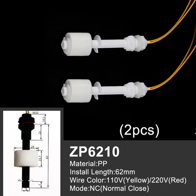 Free Shipping 1 Piece Float Switch Mini Type Poly Propy Water Level Liquid Sensor Normal Close ZP2508-ZP15010 2PCS-ZP6210