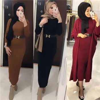 

Muslim Striped Abaya Maxi Dress Bat Sleeve Cardigan Loose Full Kimono Long Robe Gowns Jubah Middle East Ramadan Arab Islamic