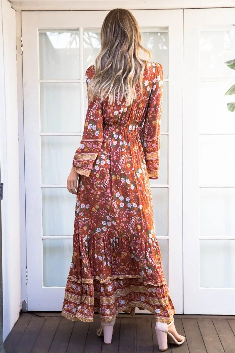 rust colored boho dress