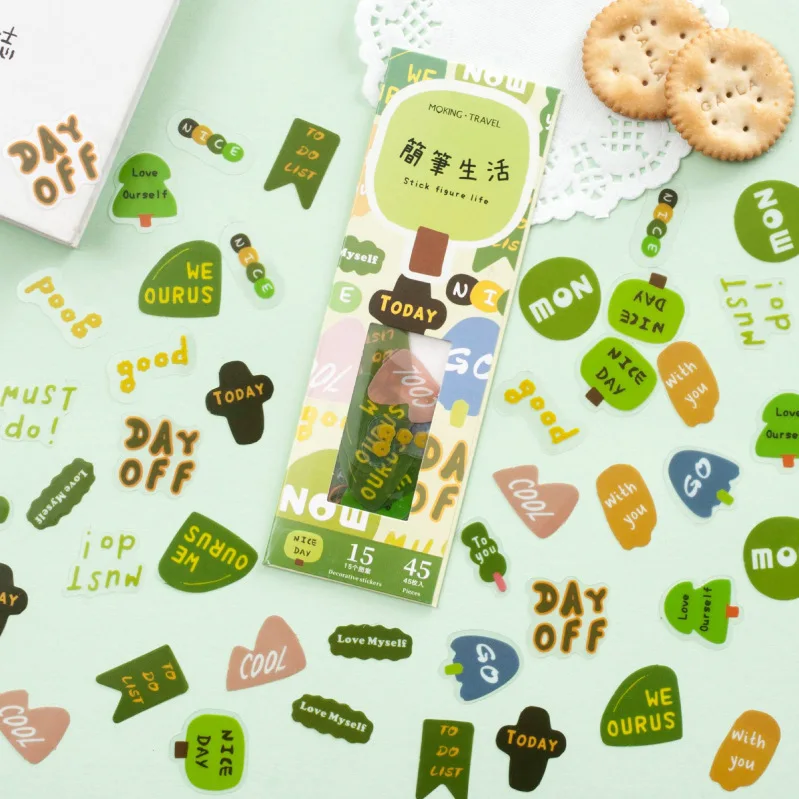 46 шт./компл. Kawaii Мультфильм текст PET Tansparent наклейки милые декоративные Sctickers для