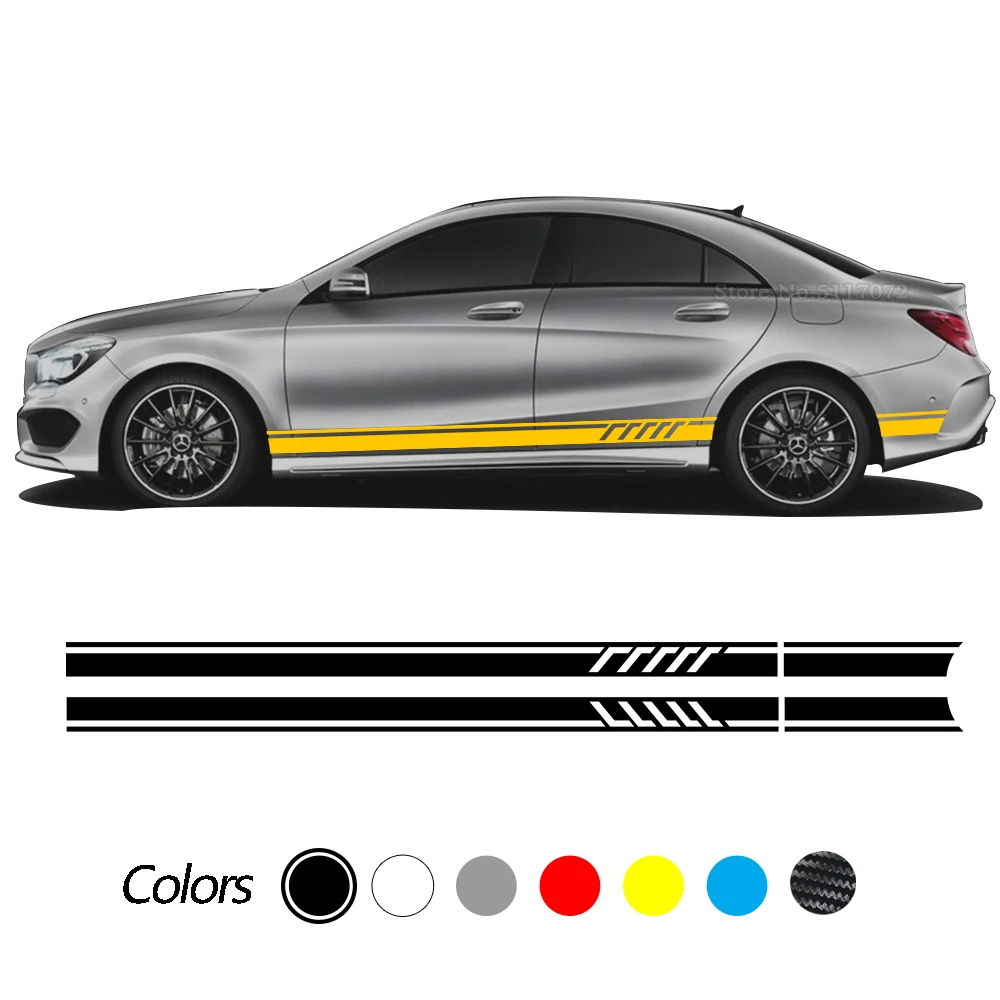 

Car Stickers Racing Side Door Stripes Skirt Decal for Mercedes Benz CLA Class CLA45 CLA250 CLA200 CLA180 AMG W117 C117 X117 2Pcs