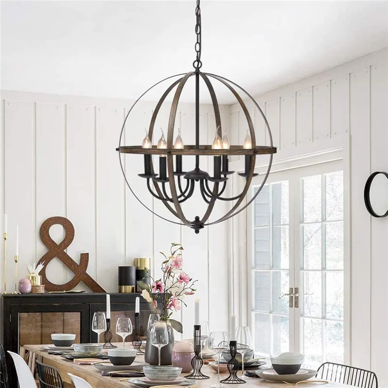 Lâmpada de Metal Luminária para Cozinha Luz da Fazenda Industrial Vento Pendurado Rústico Textura Madeira Restaurante Luzes Led 4 Luzes de pendentes