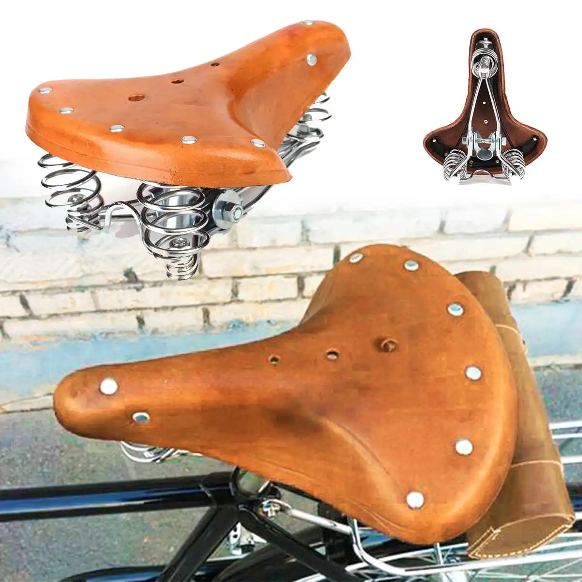 

Retro Vintage Leather Bicycle Saddle Seat Cushion Cycling Bum Saddle Seat Road MTB Bike Sport Pad Cycling Parts
