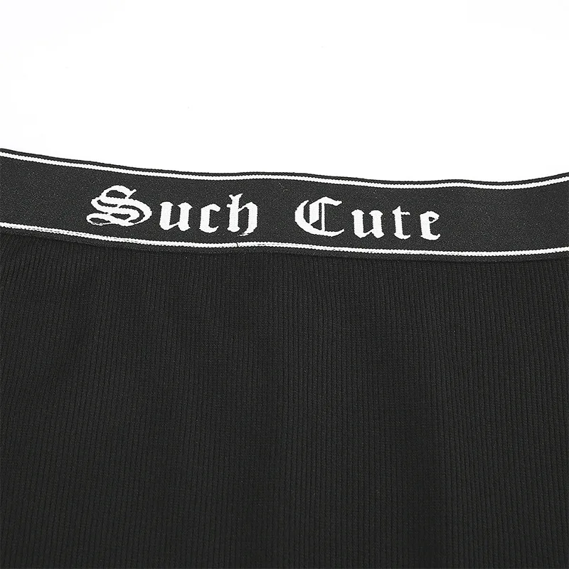 Женская облегающая юбка Goth черная с высокой талией и буквенным принтом до колена