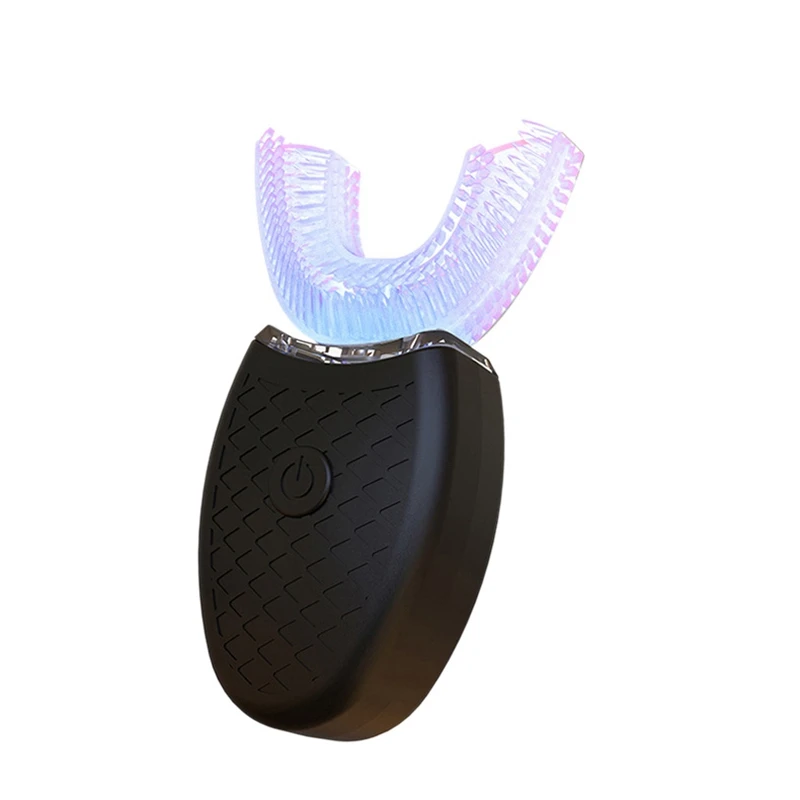 360 Degrees U Type Automatic Electric Toothbrush High Frequency Ultrasonic Vibration Blue Light Whiten Teeth Silicone Brush Head 360 Degrees U Type Automatic Electric Toothbrush High Frequency Ultrasonic Vibration Blue Light Whiten Teeth Silicone Brush Head