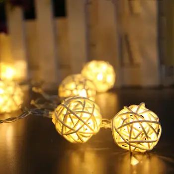 

1.2-5M 10-40LED String Lights Rattan Ball Garlands Holiday Wedding Party Decoration LED String Christmas Fairy Light For Outdoor