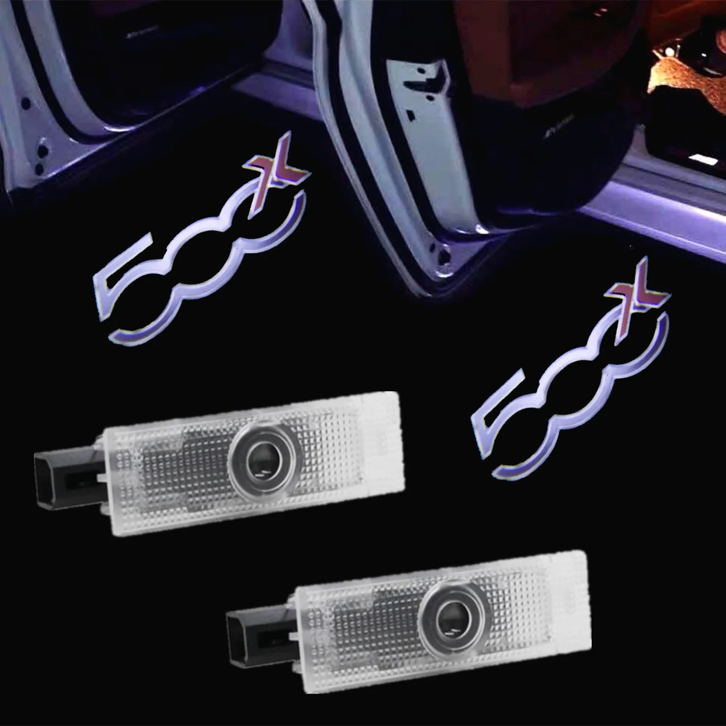 2PCS Led Car Door Opening Warning Lights Projector Logo For