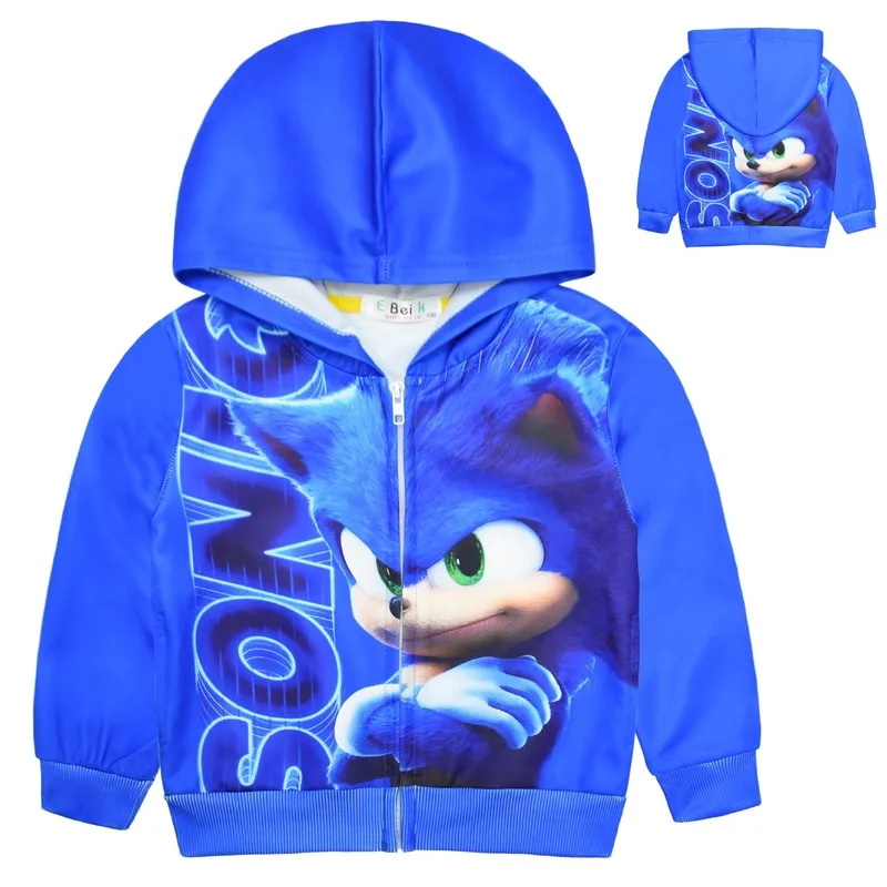 

Spring autumn new Sonic The Hedgehog Hoodie with Zipper Kids Jacket with Hooded Coats Teenagers Boy Hooded Outwears Girl Jumper