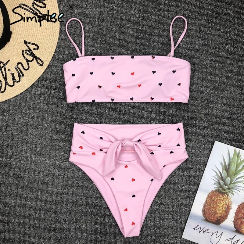 Женский купальник Simplee с высокой талией бандо бикини для купания привлекательный