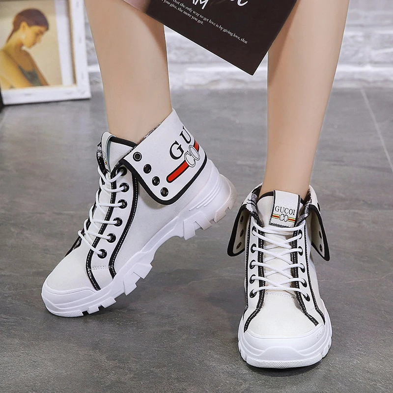 

Women Fashion Martin boots leisure cuffs exercise Lace Up Ankle Boots Lady Platform Artificial Leather Shoes bota feminina 2019
