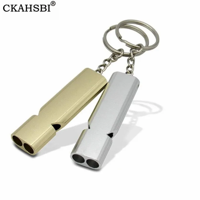 

CKAHSBI Stainless Keychain Cheerleading Emergency Multifunction Tool Hot Outdoor Survival Whistle Decibel Double Pipe Whistle