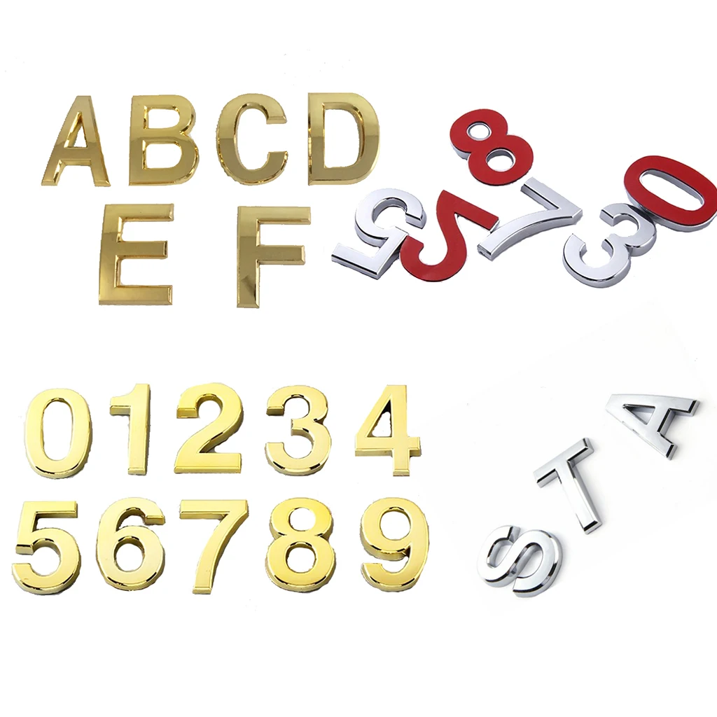 5cm 3D Number Alphabet Letter Stickers for Apartment Hotel House Doorplate Door Plate Cabinet Mailbox Box Number Signs