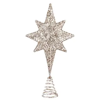 

1Pc Christmas Eight Pointed Star Tree Topper Xmas Tree Ornament (Champaign Gold)