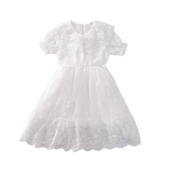 

white lace christmas dress age for 3 - 14 years little girls vintage princess costume 2020 new autumn winter chiffon kids frock