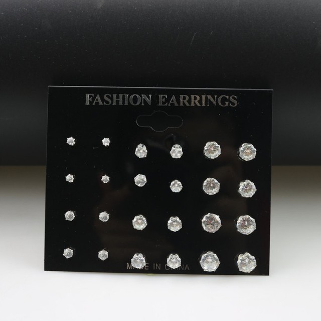 12 Pair/Pack White Shiny Wedding Stud Earrings Set For Women Men Crystal Jewelry Accessories Oorbellen Jewelry Earrings
