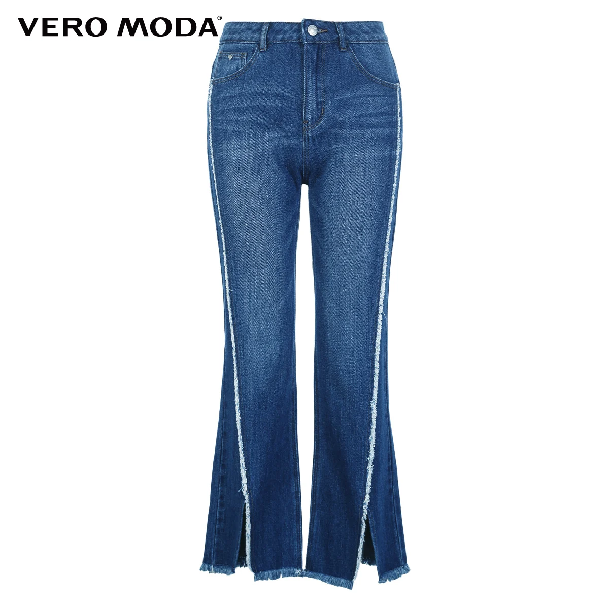 Vero Moda Новые поступления женские потертые укороченные джинсы с необработанными краями и разрезами | 318349529