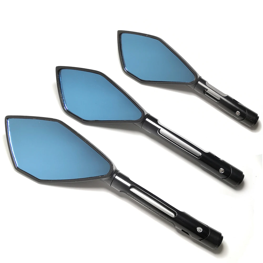 Espejos retrovisores universales de aluminio CNC para motocicleta, espejo lateral de cristal azul de 8mm y 10mm para Z800, Z900, Z1000 y KTM, 1 par