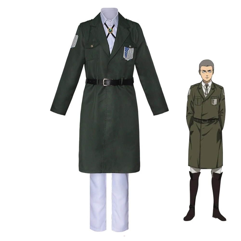 

New Attack on the Titan Cosplay Costume Green Cloak Investigation Corps Full Set of Cos Allen Uniforms Army Green Long Coat