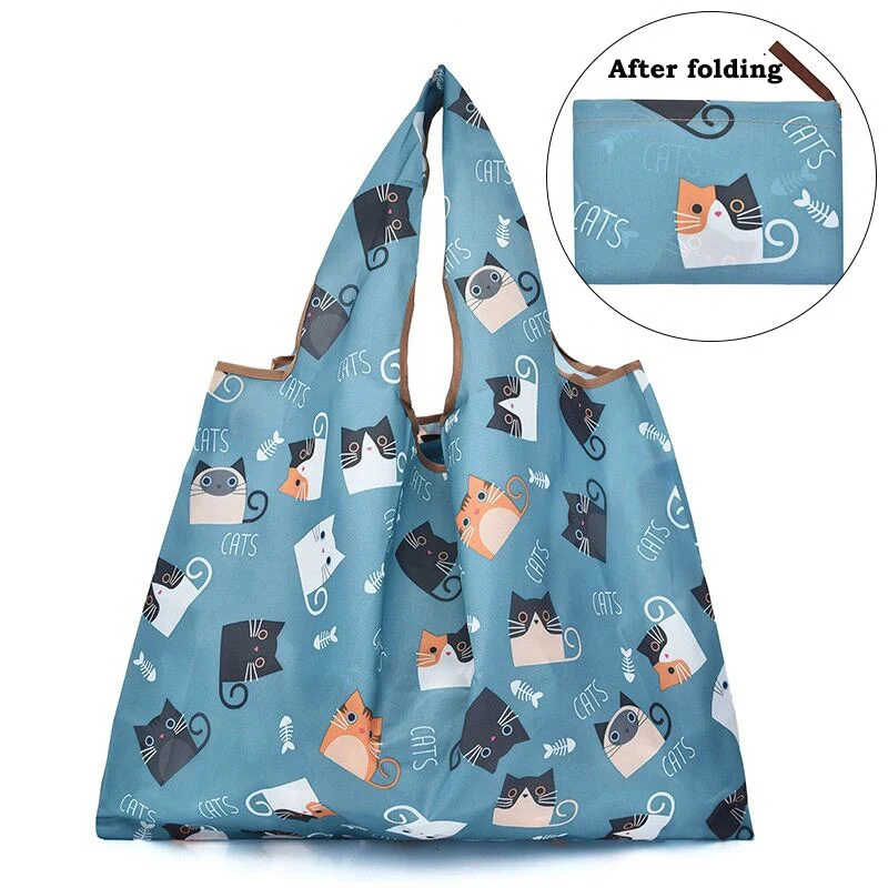 Foldable Shopping Bag Reusable Grocery Bag Tear-Proof Nylon Bag Suitable For Grocery Recycling Gift Bag Large
