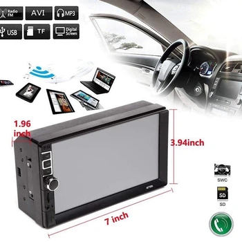 

2 Din Car Stereo 7 Inch Press Screen Car Radio Mp5 Player, Support Mirror Link(Ios & Android) Navigation/Fm/Usb/Tf/Swc with Came