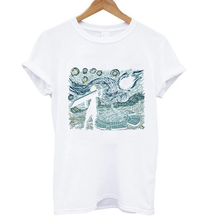 Женская Повседневная футболка с короткими рукавами с изображением маслом Ван Гога, звездная ночь, топы, летняя футболка - Цвет: WTQ0814