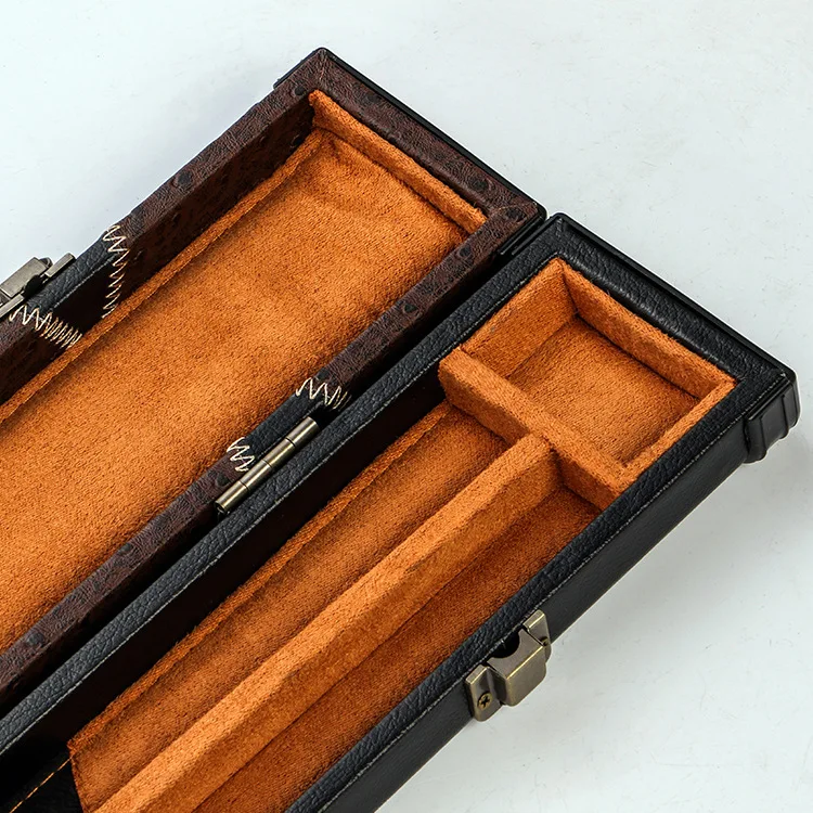 Promotion cheap price leather wooden Snooker Cue case, 3/4-pc Billiard Cue box holds 1 shaft and 1 butt