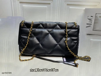 

free shiipping 2020 the new style fashion and classic gold chain genuine cow leather women one shoulder bag crossbody bag 30cm