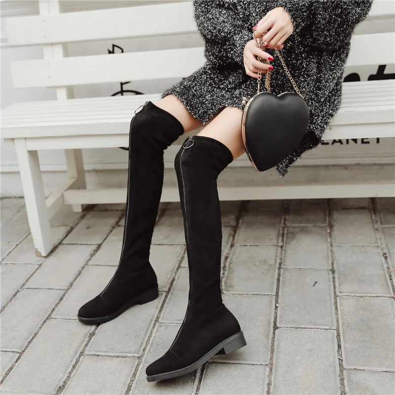 

2019 Size 35-40 Women Sexy Over The Knee High Boots Female Zipper Long Suede Thigh Boots Lady Luxury Design Winter Autumn Shoes