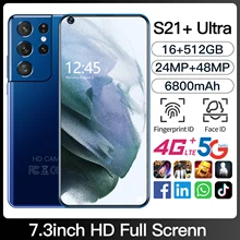 Global Version S21+Uitra 7.3 Inch Smartphone 16G +512G ROM 6800mAh Large Battery Android Full Display Dual SIM 4G/5G Call Phone