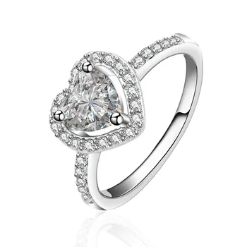 

Affordable Proposal Simulation Real Ring Female S925 Sterling Silver Inlaid Heart Ring Birthday Gift TL-035