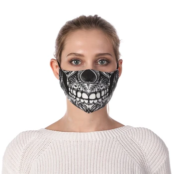 

Zohra Skull Printing Reusable Protective PM2.5 Filter Mouth Mask Anti Dust Mask Windproof Adjustable Face Masks