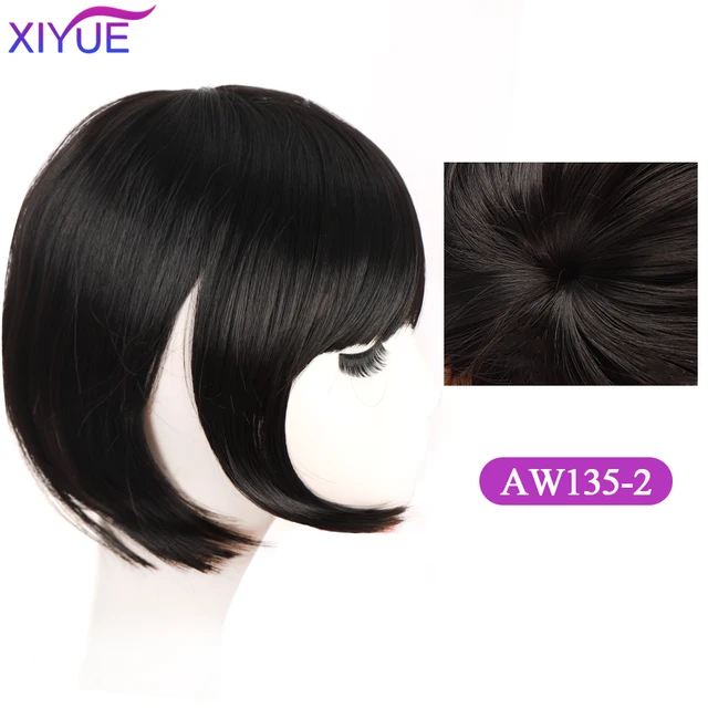 Black/Light Brown Clip In Hair Bangs Hairpiece Accessories Synthetic Fake Bangs Clip In Hair Extensions Clip In Hair Pieces 2