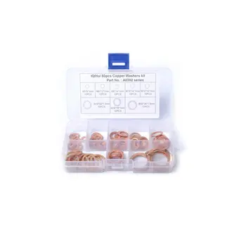 

80pcs Solid Copper Washers Assorted Copper Gasket Washers Sump Plug Sealing Ring Set With Case Assortment Kit Set