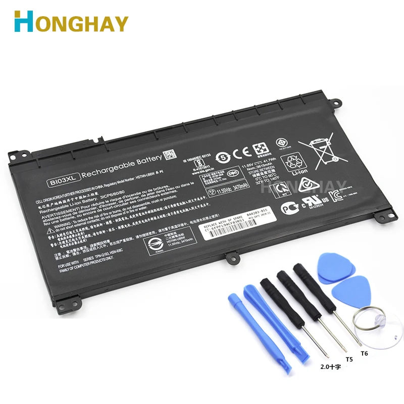 Оригинальный аккумулятор HONGHAY BI03XL для HP Pavilion X360 13-U100TU U113TU U169TU TPN-W118 Stream 14-AX0 HSTNN-UB6W