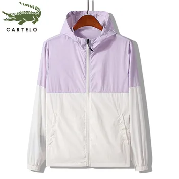 

CARTELO men's clothing new summer color matching breathable waterproof hooded lightweight couple sports sunscreen clothing