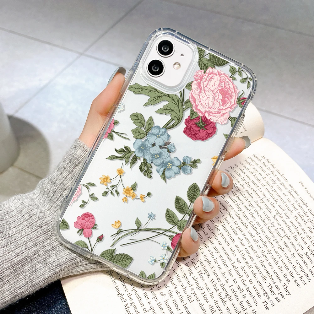 Case For Iphone 12 Pro Max Cases Silicone Funda Iphone 11 Pro 13 Mini XR X Xs Max 7 8 Plus Capa iphone11 Pro Flora Phone Covers