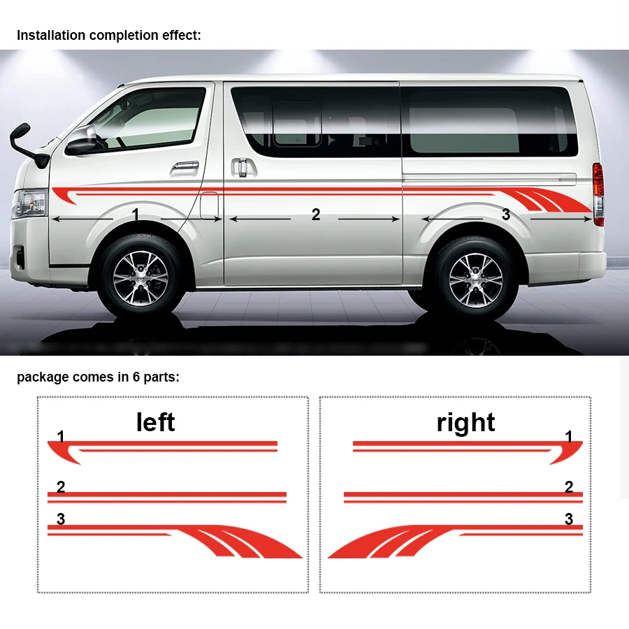 2 шт крутая линия Боковая дверь полоса графическая виниловая Автомобильная наклейка для hiace