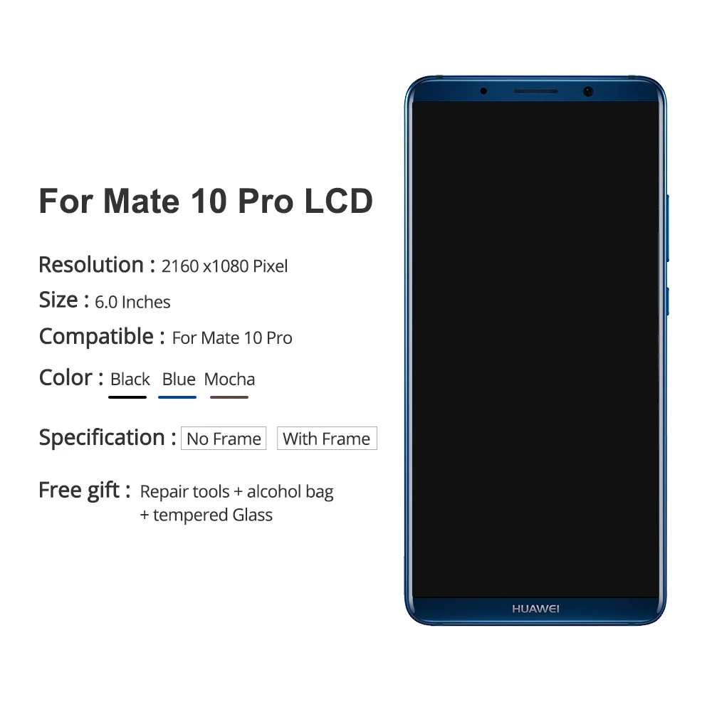 6," для huawei mate 10 Pro, ЖК-дисплей, дигитайзер, сенсорный экран, стекло в сборе с рамкой для замены