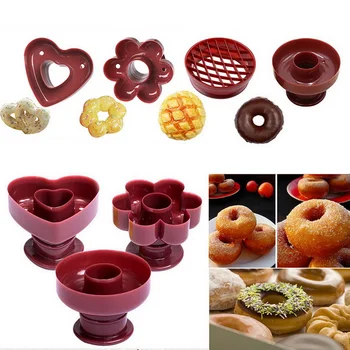 

4 Type Plastic Doughnut Cake Maker Mold Home Party Desserts Cutter Fondant Cutting DIY Donut Mould Pastry Dough Process Tools