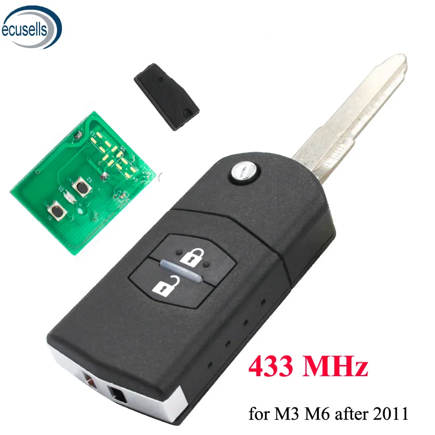 2 кнопки 3 кнопки флип дистанционного ключа Fob 433 МГц с чипом 4D63 для M5 Mazda 5 M3 M6
