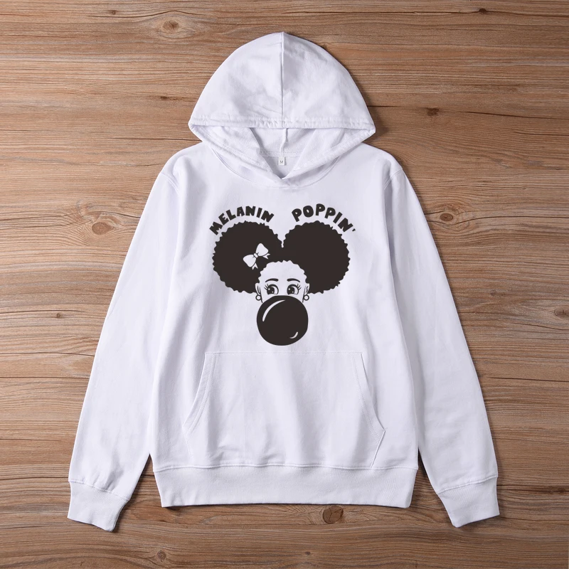 Melanin Poppin Harajuku Толстовка женская Африка Девушка Феминистская Толстовка забавные Kawaii графические Джемперы Корейская уличная одежда Прямая поставка