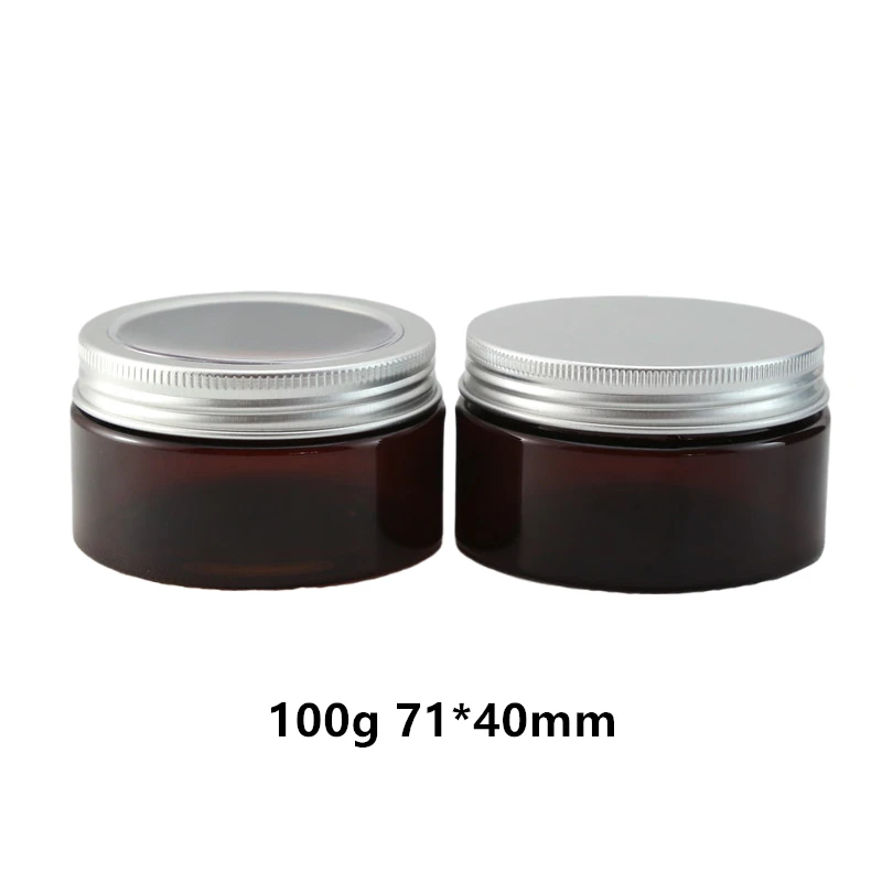 

50pcs/lot 100g PET Thickened Jar 3.5oz Heavy Wall Amber beauty containers wholesale 100ml plastic containers with window lids