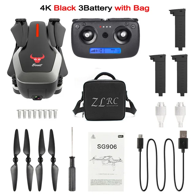 4K 3B BAG Black SG906 gps бесщеточный Профессиональный Дрон 4K HD X50 зум Камера 5G Wifi FPV складной Квадрокоптер RC вертолет селфи дроны X pro - Цвет: 4K 3B BAG Black