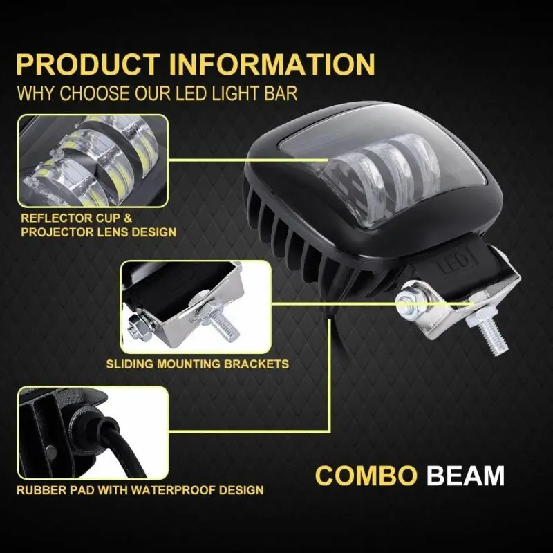 72W Spot Flood Combo Beam LED Offroad Work Light For boat Truck Driving Fog Lamp