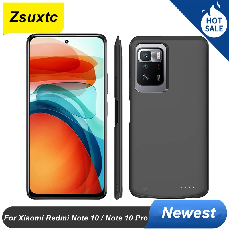 

Модный смарт-чехол 6800 мАч с зарядным устройством для Xiaomi Redmi Note 10, Note 10 Pro, чехол для Xiaomi Redmi Note 10 Pro, чехол с зарядным устройством