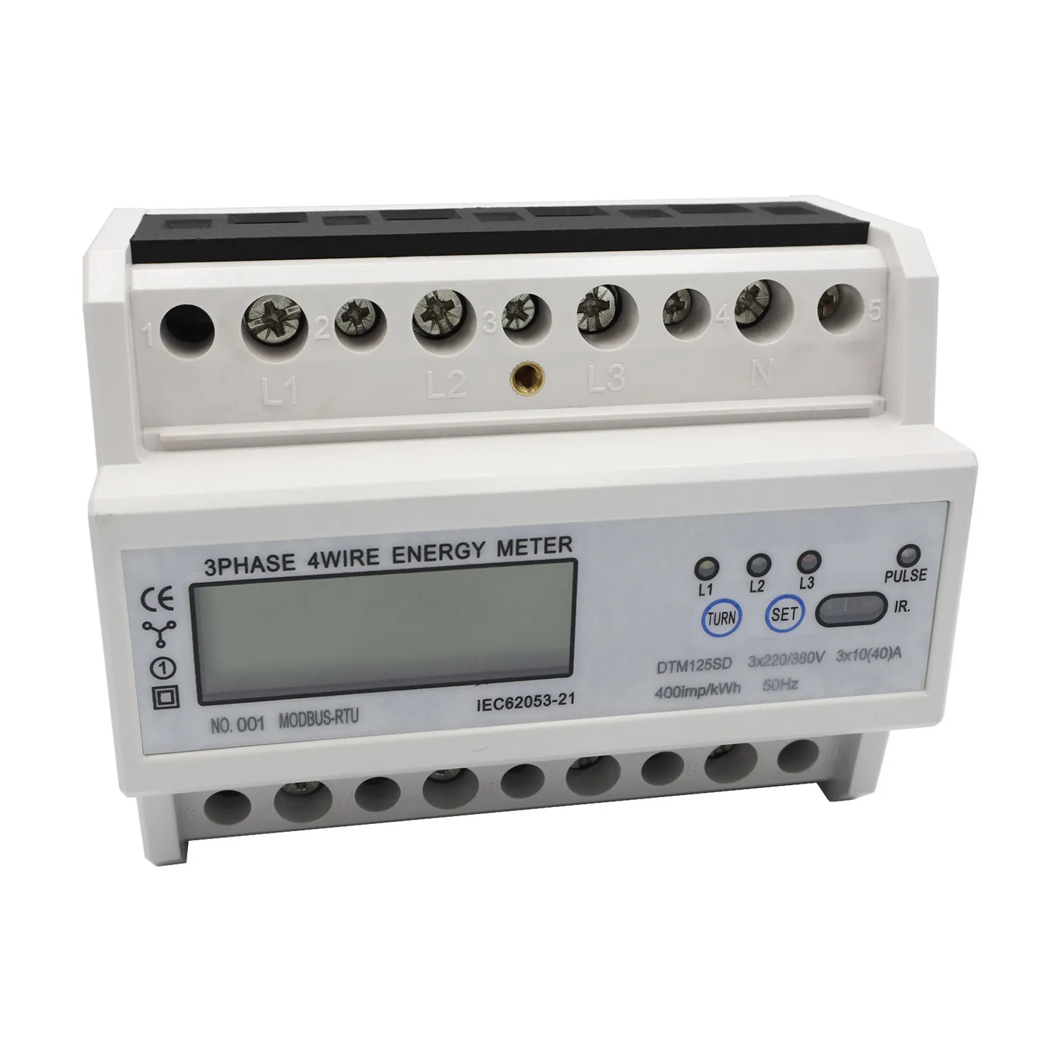 

DTM125SD DIN-Rail Energy Meter 3 Phase 4 Wire RS485 MODBUS Protocol AC220/380V Electronic KWh Meter Power Consumption Monitor