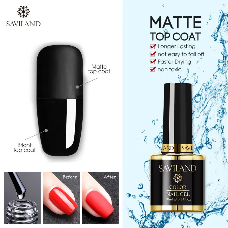 10ML MATTE TOP COAT SAVILAND матовый Гель-лак для ногтей, не протирается, полуперманентный Блестящий Гель-лак для ногтей, дизайн салона - Цвет: 10ML MATTE TOP COAT