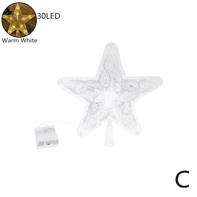 Warm White 30leds Рождественская елка Топпер звезда светодиодный свет Красочные рождественские елки Топ лампы Вечерние огни Рождество для праздников и вечеринок украшения Декор - Цвет: Warm White 30leds